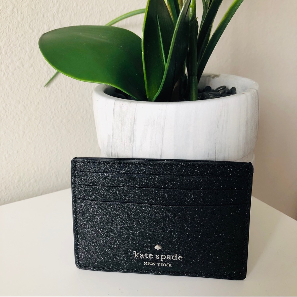 Kate Spade Joeley Tinsel slim Cardholder black glitter